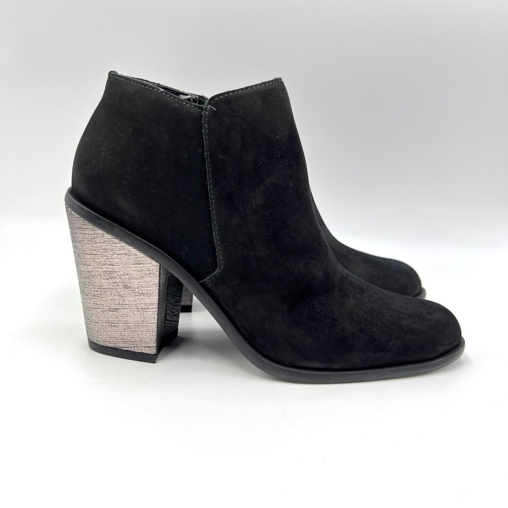 Kaanas Womens Size 7‎ Black Leather Block Heel Ankle Boots Booties Shoes